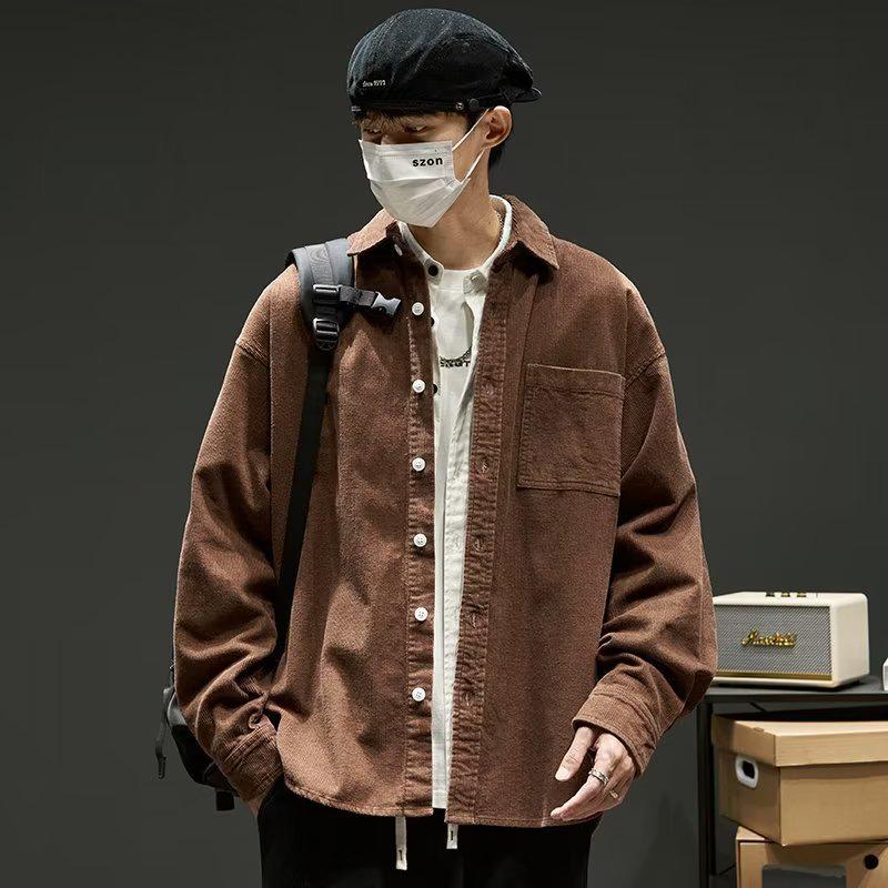

Мужская куртка в стиле ретро-монохромной рабочей одежды — универсальная, повседневная, свободного кроя для весны и осени. 2XL кофейный