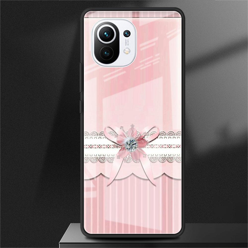Carcasă de sticlă Love Bow pentru Xiaomi Poco X3 NFC 11 Lite 11T F3 M3 pentru Redmi Note 11 10 9 8 Pro 10S 9S 9A 9C telefon husă
