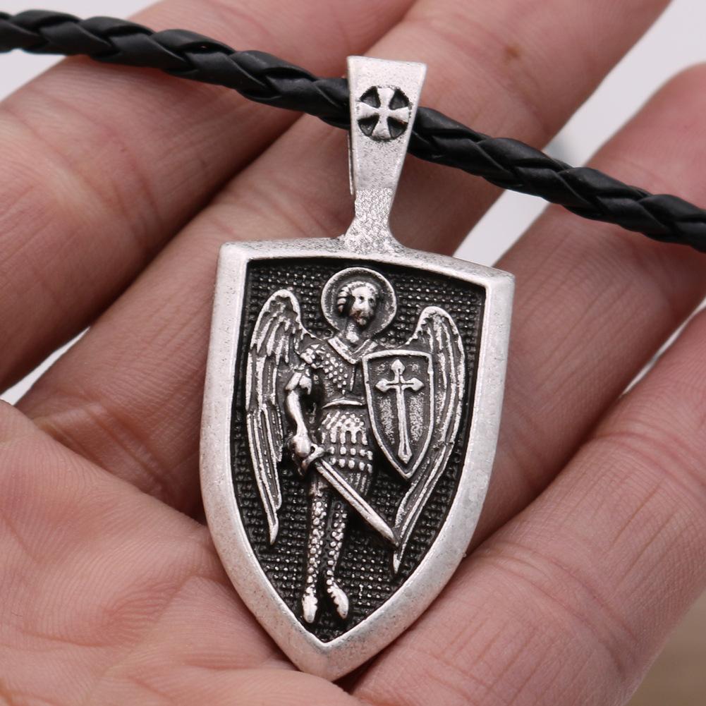 Archangel St. Michael Divine Shield Amulet Pendant Russian Orthodox Men's Necklace