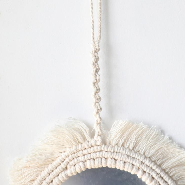 Wall Mirror with Macrame Fringes Hanging Mirrors Bohemian Decoration for Bedroom