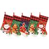 1Pc Christmas Stocking - Deer Santa Snowman Plaid Design, Xmas Holiday Decoration for Family Kids Home Party