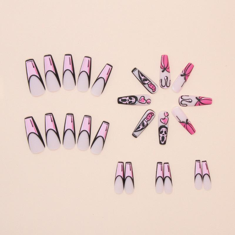 Halloween Fake Nails Wear Nail Comics Fake Nails Removable Nail Pads Nail Patches 24 Pieces