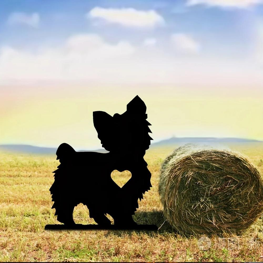 Cute Dog Garden Stake Iron Art Silhouette Metal Yard Sign Creative Outdoor Courtyard and Garden Decoration for Pet Commemoration