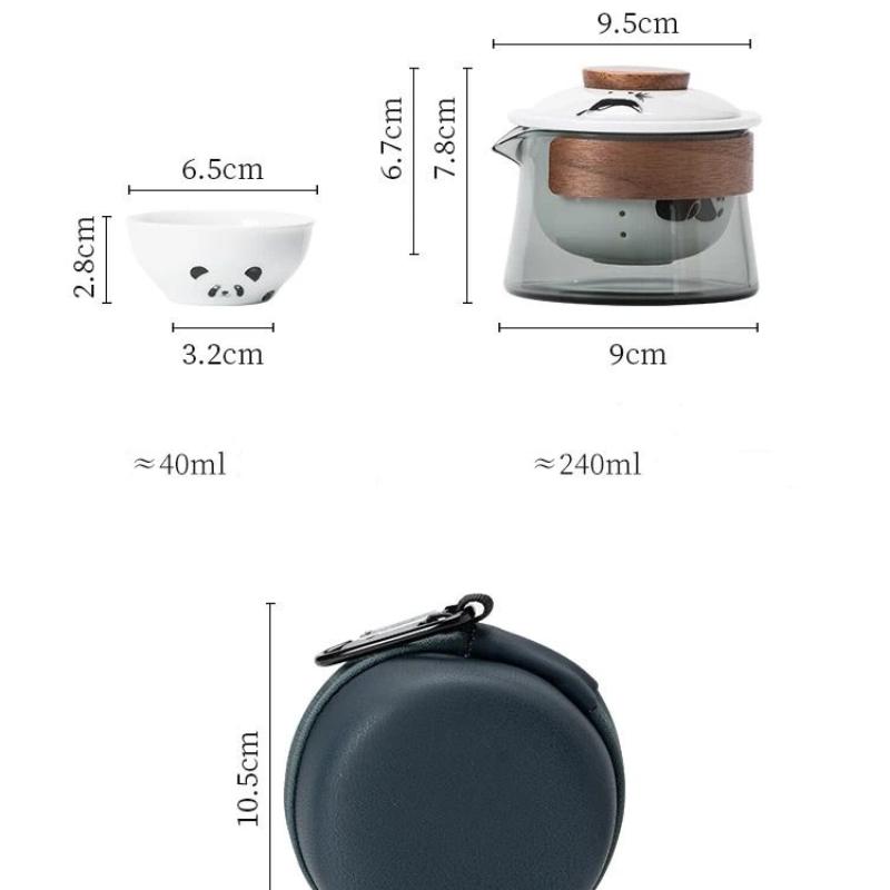 Portable Travel Tea Set with Bag – Ceramic Teapot and 3 Cups for Outdoor Camping & Home Brewing