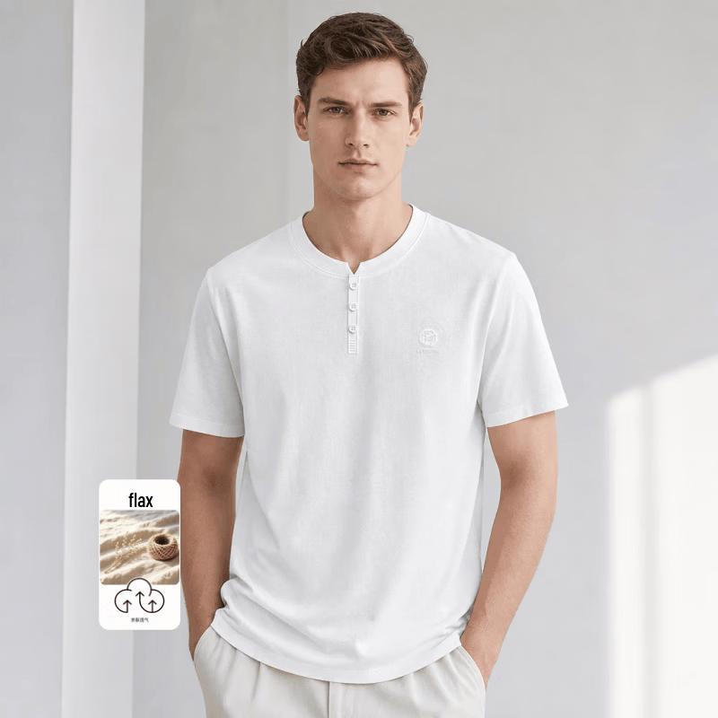 VEE KELLEN Men's Linen Blend Breathable Short Sleeve T-Shirt