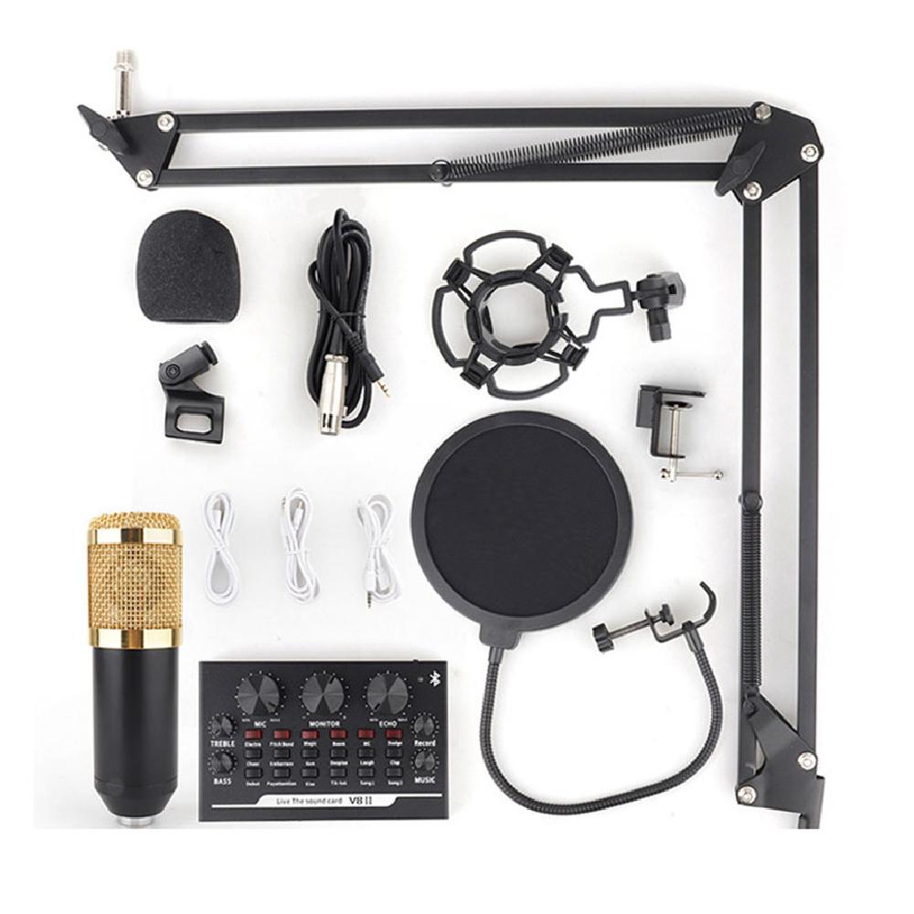 BM-800 Bluetooth Condenser Microphone Kit Studio Filter Boom Scissor Arm Stand