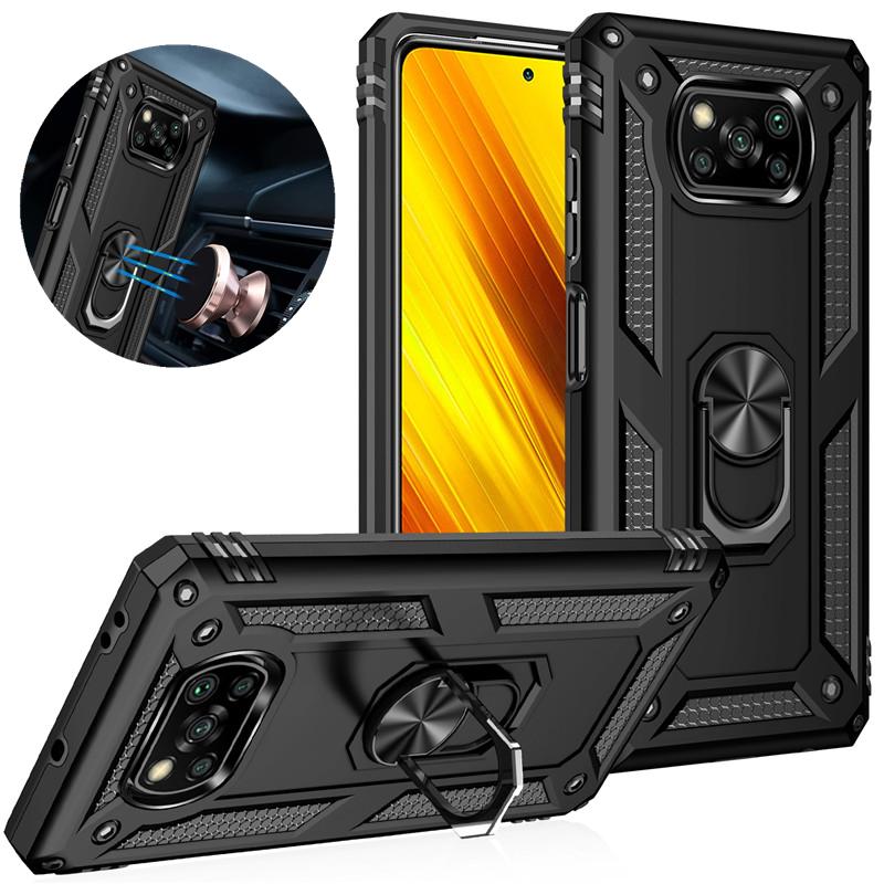 

Для чехла Xiaomi Pocophone Poco X3 NFC X4 X5 Pro X3 GT Противоударная броня Держатель подставки Автомобильное кольцо Чехол для телефона для Poco F3 M3 M4 Pro 5G
