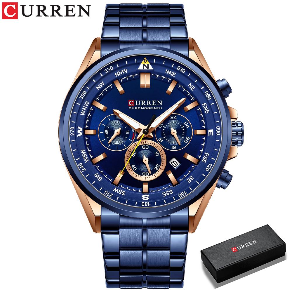 CURREN Luxury Wrist Watches for Men Stainless Steel Quartz Wristwatches with Chronograph Casual Sport Clock 8399 erkek kol saati