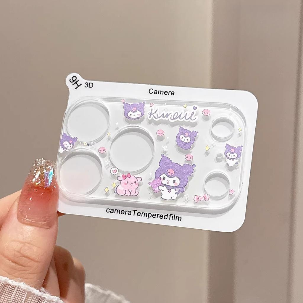 INS Korean Cute Cartoon Clear 9H HD Lens Tempered Glass Film For IPhone 17 Pro Max 16 15 14 Full Back Camera Protector