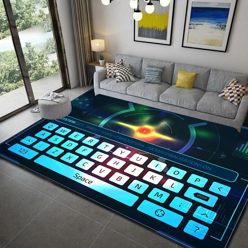 3D Print Gamer Carpet Controller Pattern Living Room Non-Slip Home Entrance Carpet Door Mats Bedroom Bathroom Kitchen Floor Rug