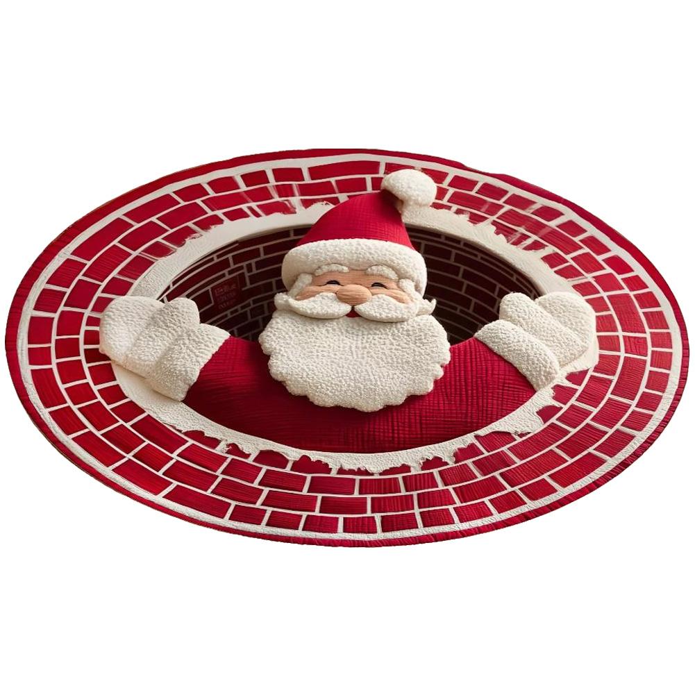 

Santa Claus Christmas 3D Printed Round Mat Christmas Rug Christmas Christmas Welcome Door Washable Anti Slip Carpet New Year Mat