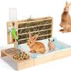 Heu-Futterspender für Kaninchen aus massivem Holz, auslaufsicherer Futterspender, Heuhalter für Kaninchen und Meerschweinchen mit großer Kapazität