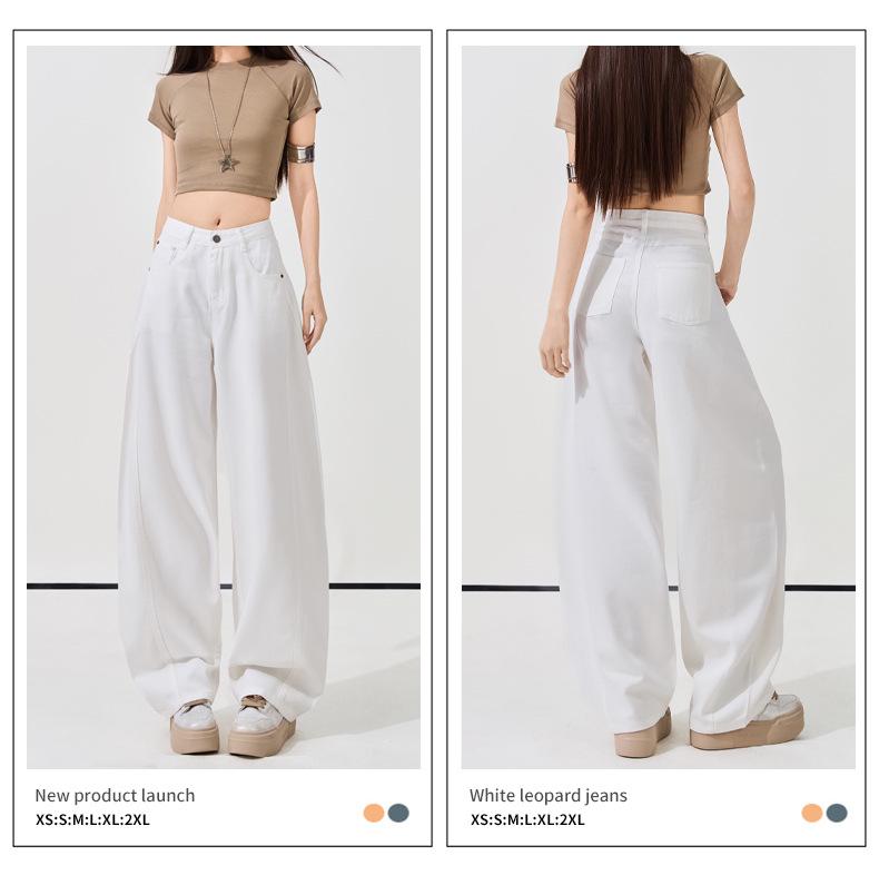 Women's Super Soft White Linen Cropped Wide-Leg Jeans - 2026 Spring/Summer Collection