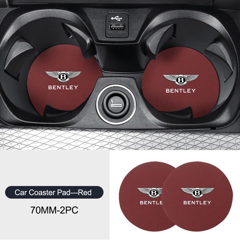 2PCS Car Water Cup Pad Coaster Non Slip Mat Interior Accessory For Bentley Continental GT MULLINER Bentayga Flying Hurtling Spur