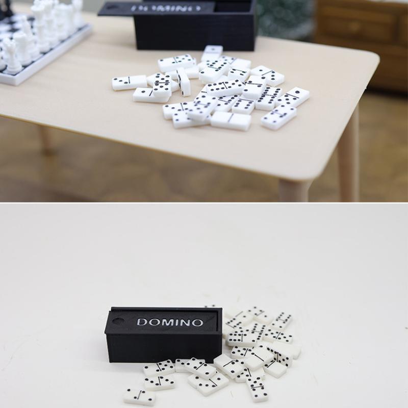 1 Set 1:12 Dollhouse Accessories Miniature Domino Model Building Learning Educational Toy Dot Dominoes Board Game