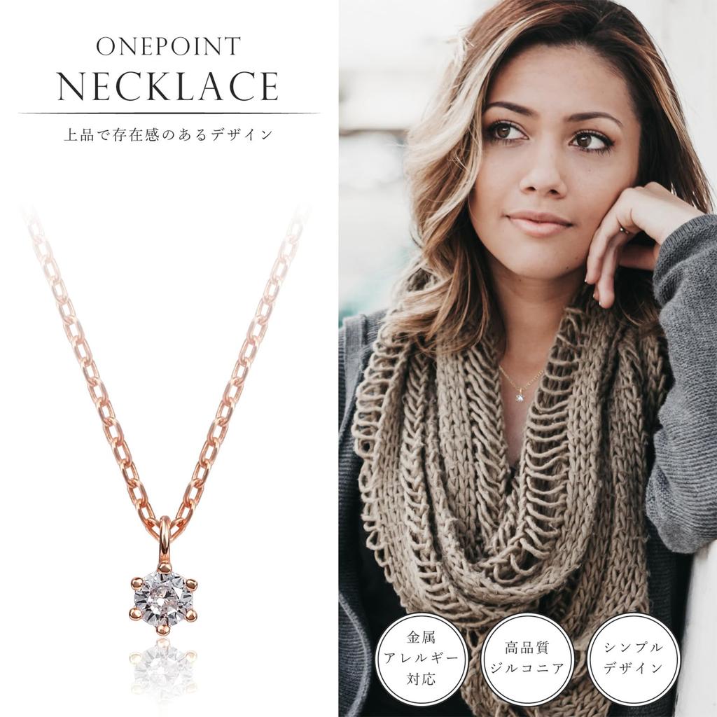 Halskette für einzelne 925er Roségold-Garantie [BmoonNotte] Damen, Stein, Zirkonia, hypoallergen, Silber, 14K, zart, schlicht, [30-tägige Herstellergarantie]