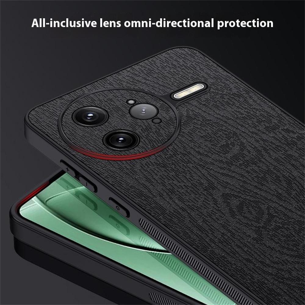 For Xiaomi Poco F7 Ultra 5G/Redmi K80 Pro 5G Case Wood Texture PU Leather Coated PC TPU Phone Cover