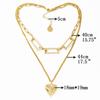 Ins style pearl heart pendant necklace for women's fashion trend, multi-layer collarbone chain for women