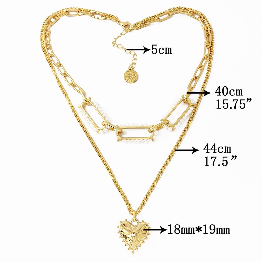 Ins style pearl heart pendant necklace for women's fashion trend, multi-layer collarbone chain for women