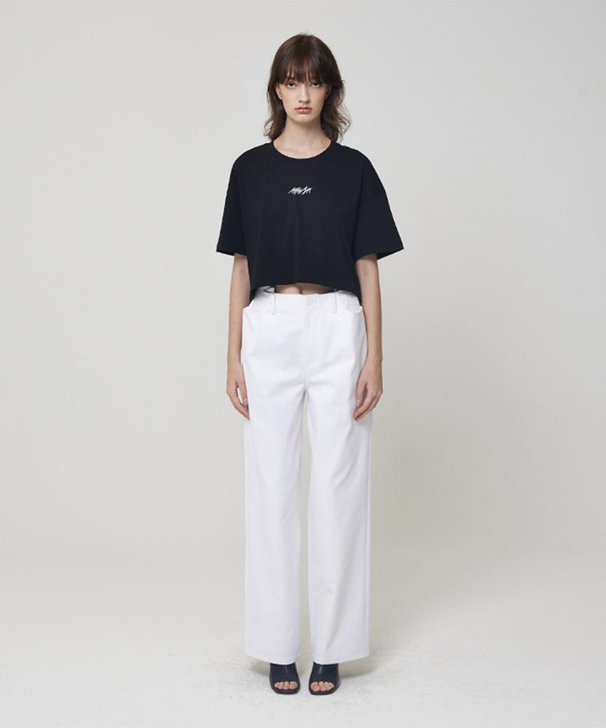 Meuameu Pin Tuck Wide Denim Pants