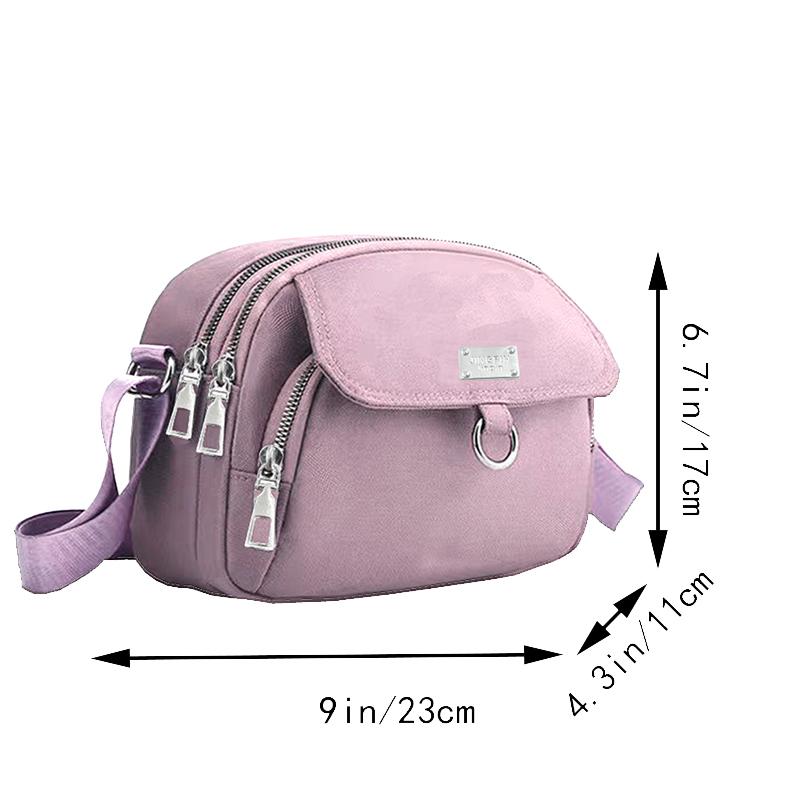 Everyday Versatile Nylon Sling Purse Trendy Adjustable Strap Multi-pocket Crossbody Bag for Women Casual Activities