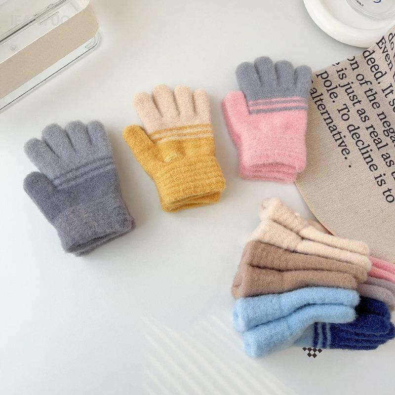 2-6Y Children's Warm Gloves Autumn Winter Cold Proof Thickened for Boys and Girls Kindergarten Children Five Fingers Gloves