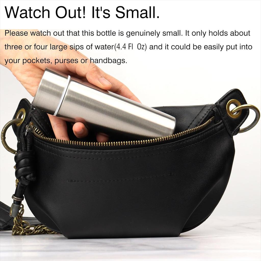 Small Water Bottle Stainless Steel Mini Slim Flask Vacuum Insulated Reusable Leak Proof Hydroflask Thermos 130ml