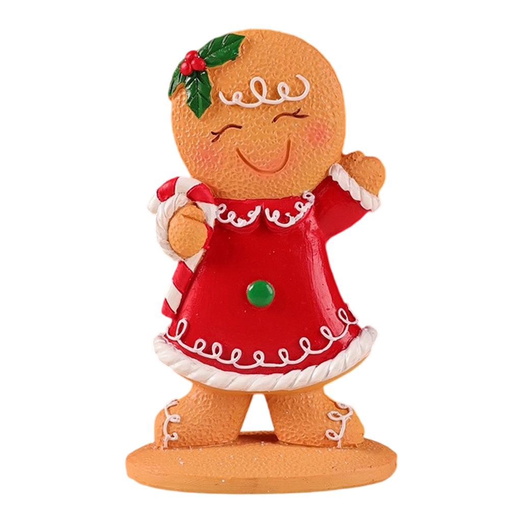 Gingerbread Man Resin Ornament Christmas Figurine Decoration For Tabletop Shelf Display Holiday Party Centerpieces