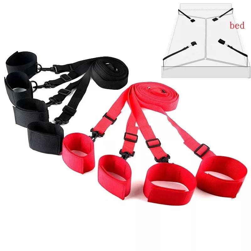 Bondage Bed Set Adult Sex Game Adjustable Handcuff Ankle Restraints Sex Toys for Women Man Couples Slave Erotic Products