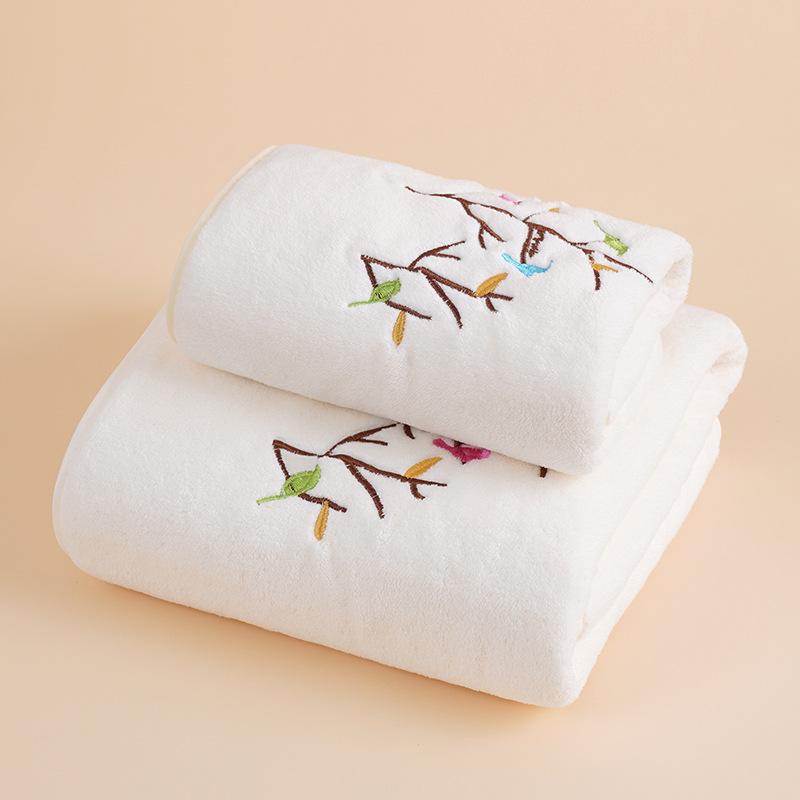 Four Seasons Thickened Polyester/Nylon Hair Drying Towel Set with Appliqué Embroidery