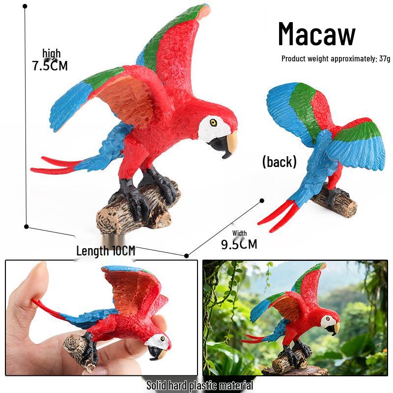 Realistic Bird Figurines Set: Eagle, Parrot, Peacock, Flamingo, and Owl