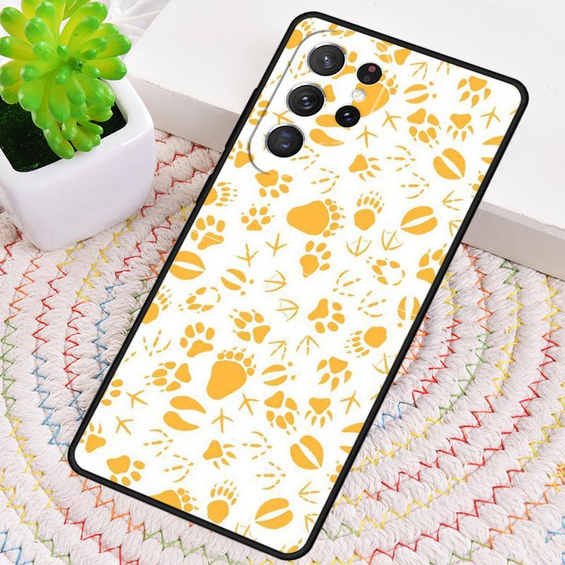 Paw Pattern Orange Silicone Phone Case For Samsung Galaxy note 10 pro S26 S25 S24 S23 S22 S21 Plus S25Ultra Capa Cover