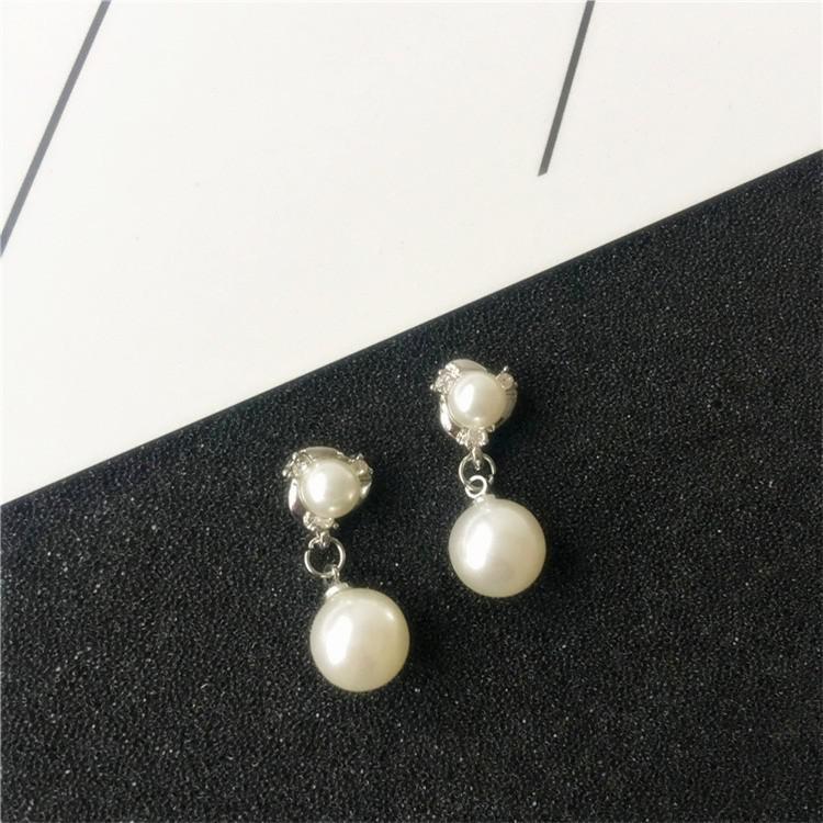 Cross Imitation Pearl Female Elegant Earrings Simple Temperament Korean Fashion Sweet Delicate Earrings Bride Wedding Jewelry