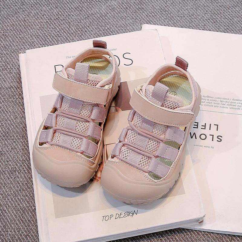 

Students Casual Sandals Toes Capped Anti-kicked Kids Sports Shoes Hollowed-out 2025 Summer New Boys Girls Tennis Shoes Non-slip 26 розовый
