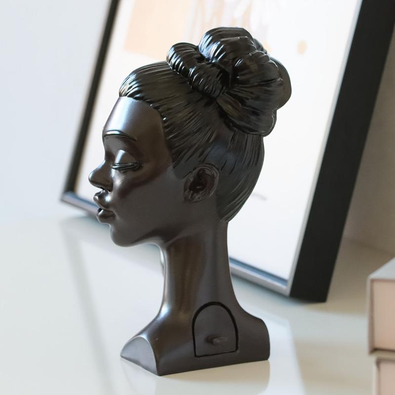 Elegant Black Lady Smoker Resin Incense Burner Ornament