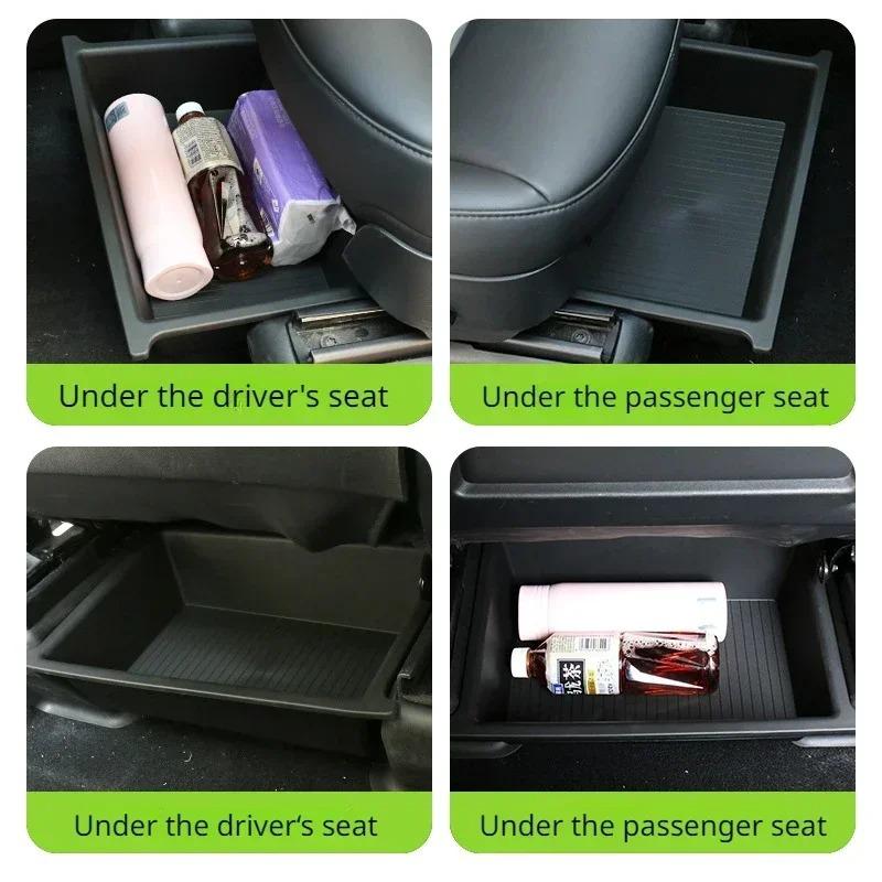 For Tesla Model X Front Underseat Storage Box Car Seat Push Pull Drawer TPE Hidden Storage Boxes Car Interior Accessories 2024