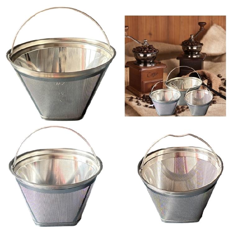 Durable 304 Stainless Steel Cone Coffee Filter Fine Mesh Screen Practical Coffee Machine Replacement Accessories