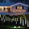Solar Meteor Shower Rain LED String Lights 8 Tubes Street Garlands Christmas Tree Decorations for Outdoor Fairy Garden Lights