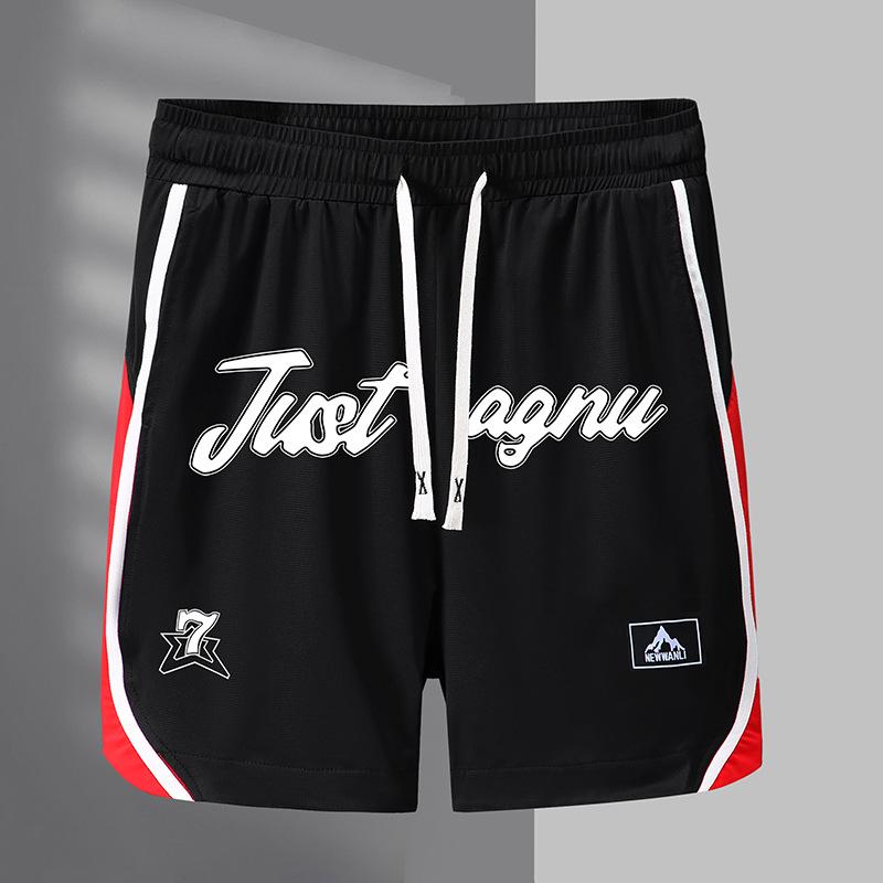 Plus Size Color Block Letter Print Summer Shorts - Loose Fit Five-Point Pants