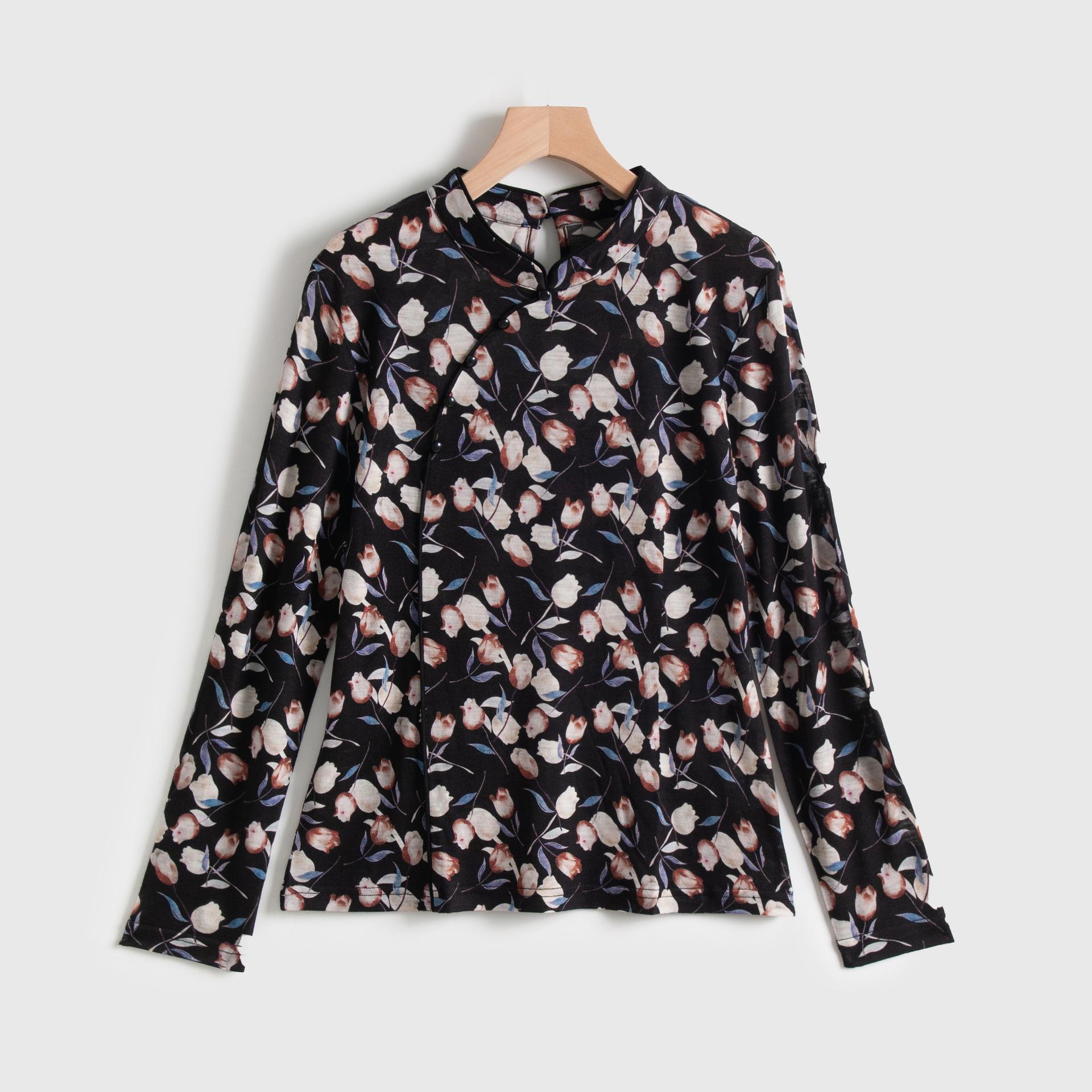 

Women s Merino Wool Qipao Print Long Sleeve Base Layer Extra Large