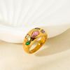 18K Gold Plated Geometric Zircon Ring: Light Luxury Non-Fading Stainless Steel Fashion for Women