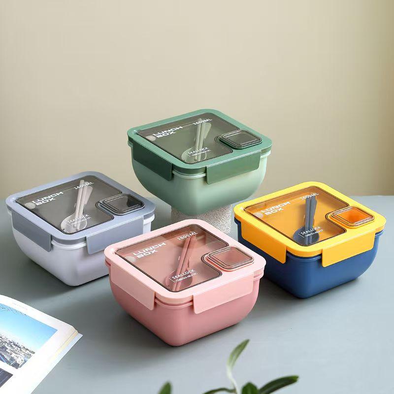 Portable Lunch Box Japanese Bento Box with Tableware for Kids School Office Worker Leakproof Food Storage Container Microwavable