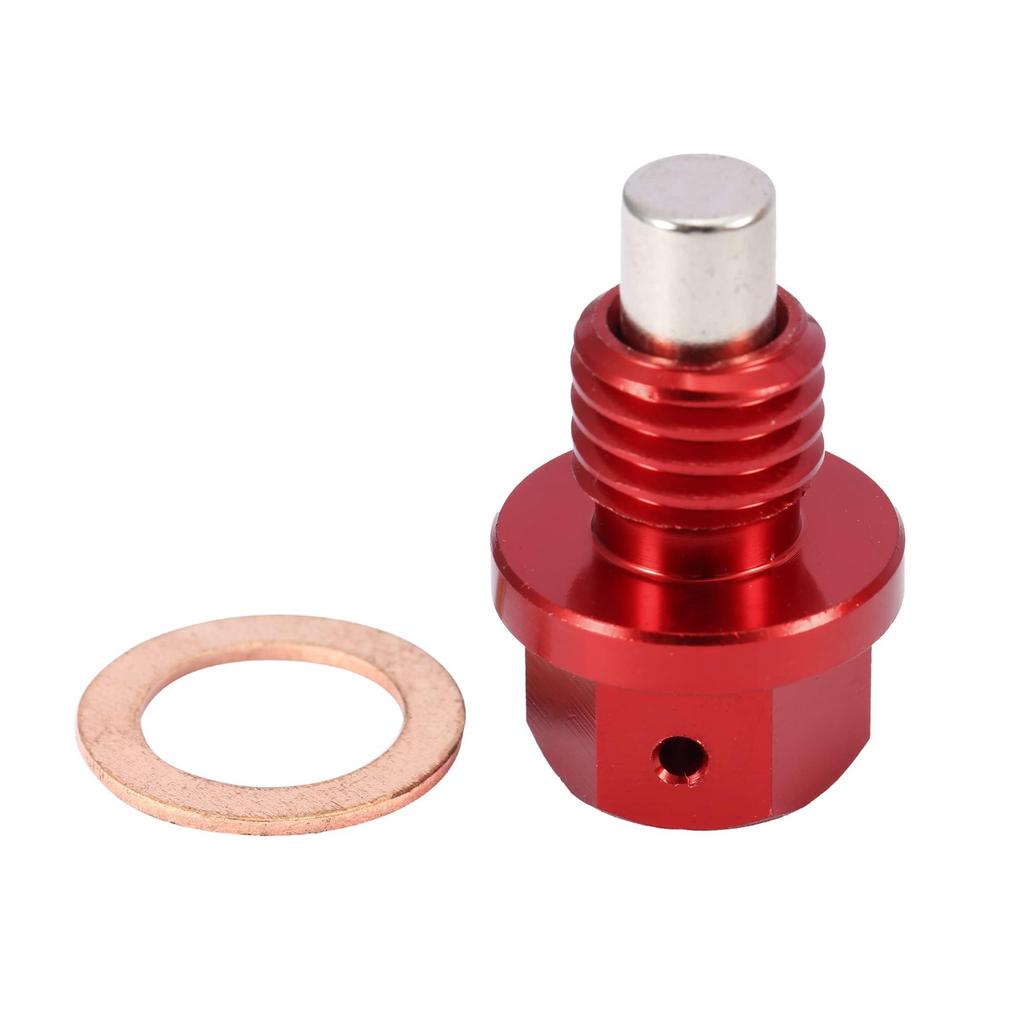 myoseya Car Engine Magnetic Drain Plug with Copper Washer Universal Extended Equipment Life Maintenance Efficient DIY Red x2pcs M12x1.75,28.8x19.4mm