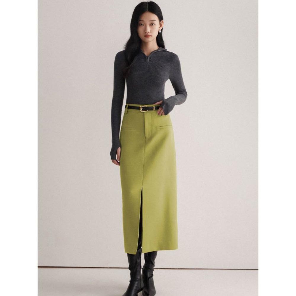 

Костюм с разрезом на высокой талии, прямая юбка миди, модная и слим-силуэт XXL жёлтый