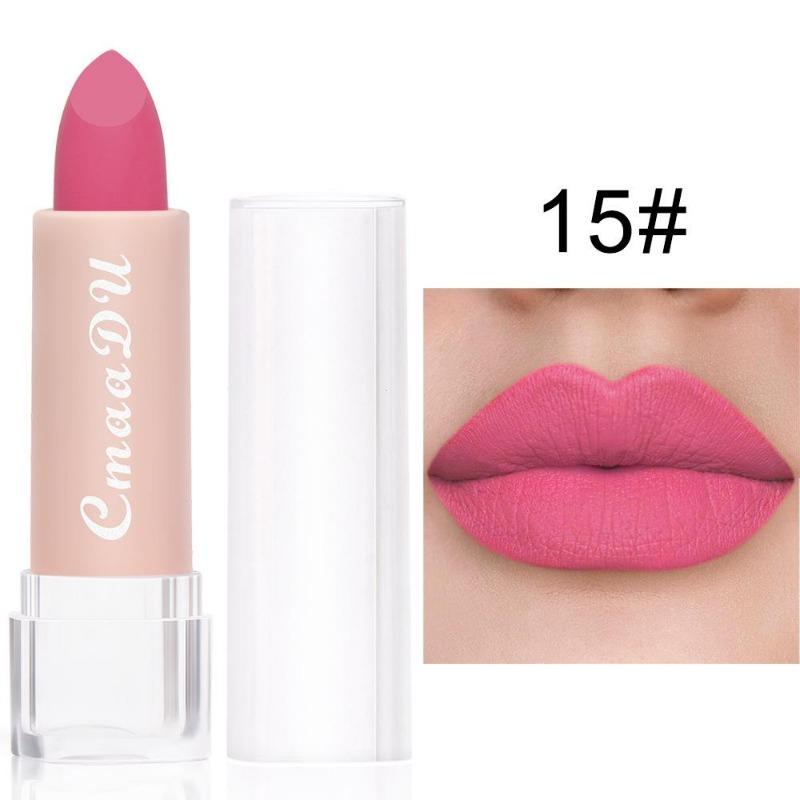 CmaaDu Lipstick 15 Colors Lip Gloss Matte Moisturizing Waterproof Lipstick