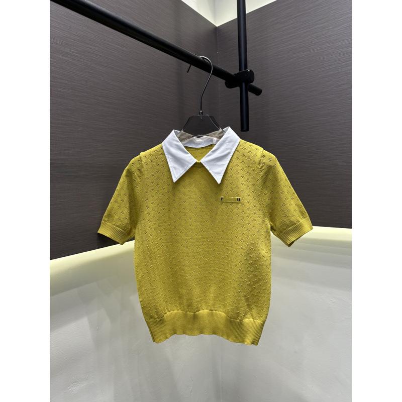 Miu Style Lapel Knit Hollow Short Sleeve Versatile Top - Summer 2026 New Arrival
