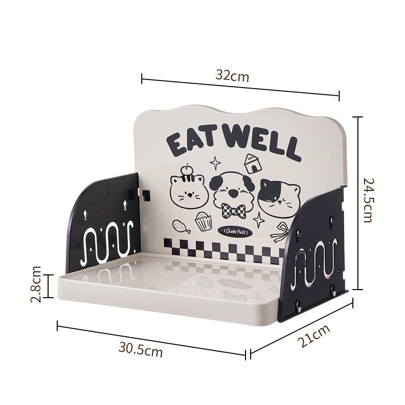 Anti-Tip Pet Dining Table with Logo Printing - Cat & Dog Bowl Stand with Storage Rack