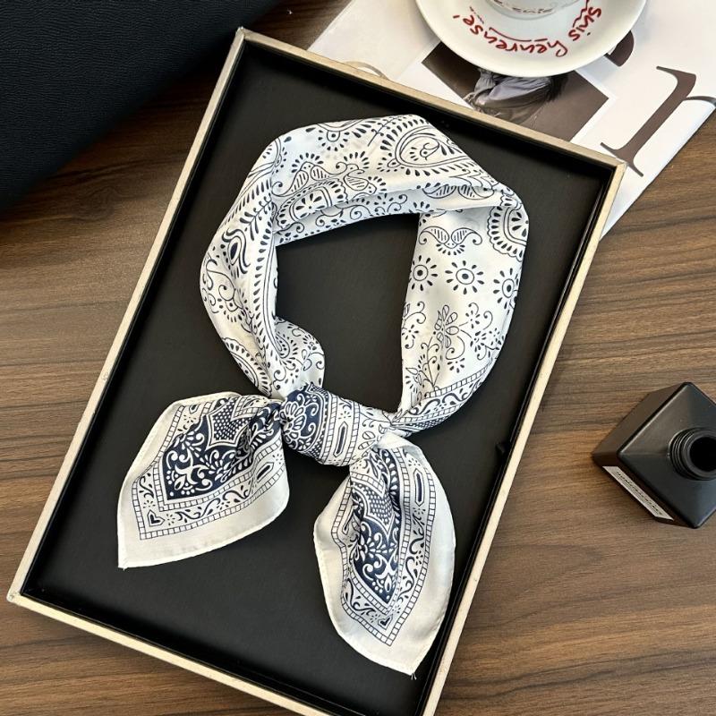Polka Dot Silk Scarf Square Scarf High-end New Versatile Decorative Scarf Scarf Scarf Neck Cashew Flower Scarf Shawl Can Be Used As a Tube Top