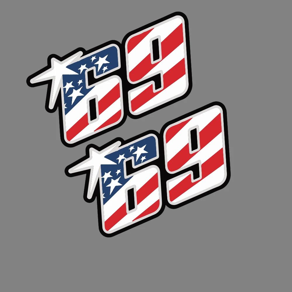 Motorcycle Stickers USA Flag Number 69 Decoration Fuel Tank Helmet Cover For Honda SP 125 Shine Hero Motor Yamaha Bajaj Kawasaki