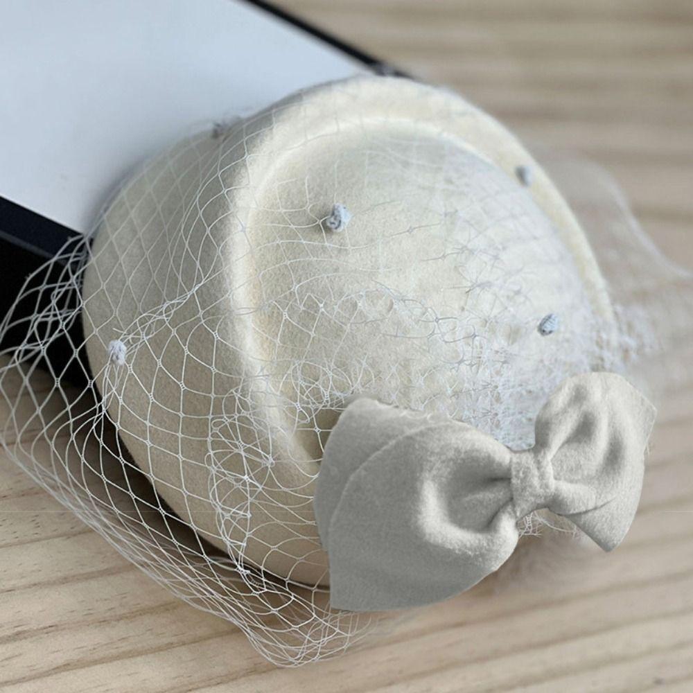 Temperament Bow Hat with Veil British Style Formal Hat New Fascinator Hat